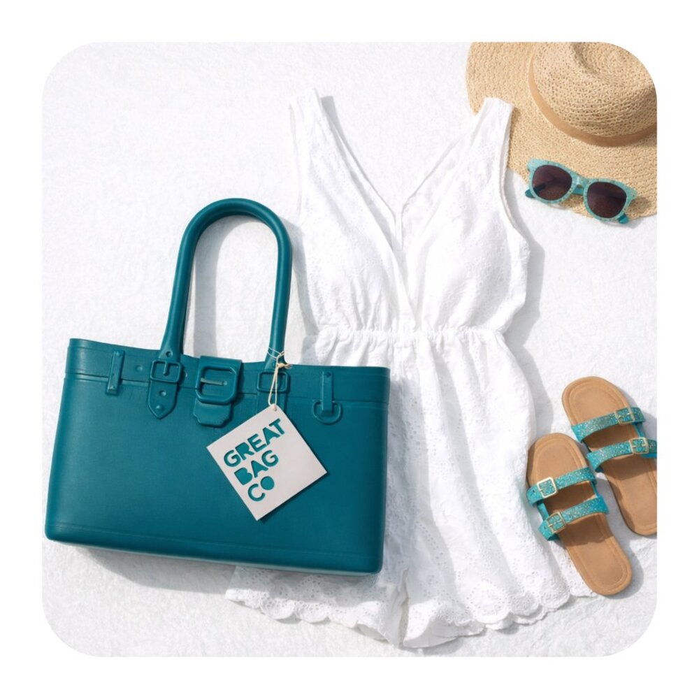 GREAT BAG CO TOTE BAG Robert Verdi Turquoise Purse Handbag Heart Charm Gift